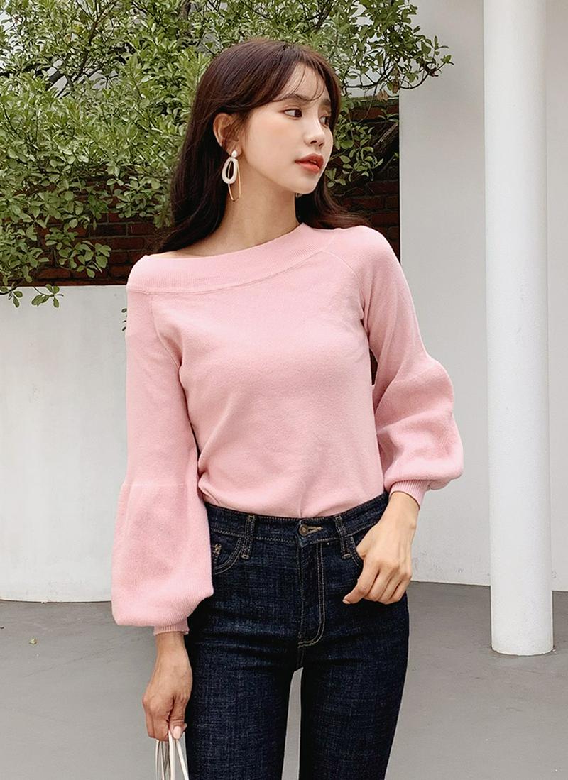 パフボートネックニット・全4色