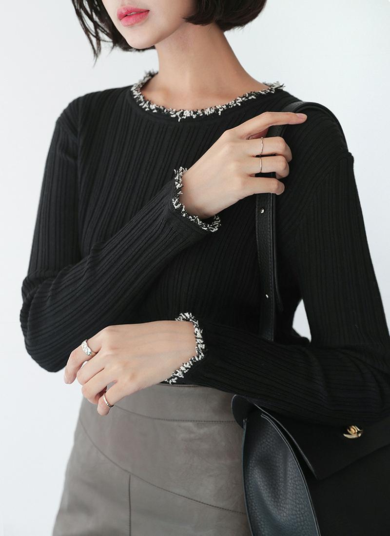 ツイードネックニット・全2色