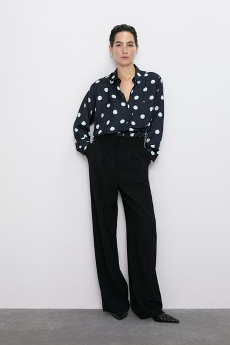 ドット柄ロングシャツ