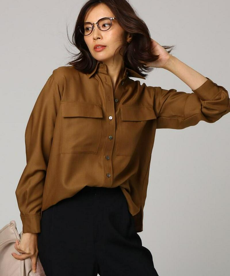 [L]【洗える】ポリウールビエラWポケットシャツ