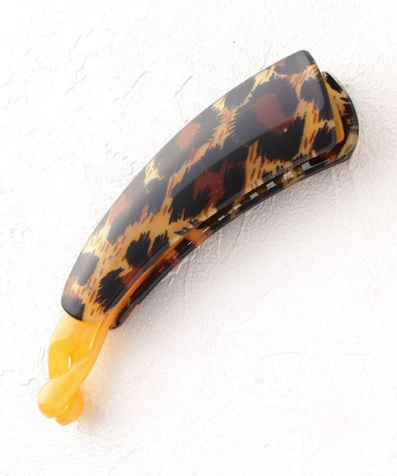 ヒョウ柄アクリルバナナクリップ