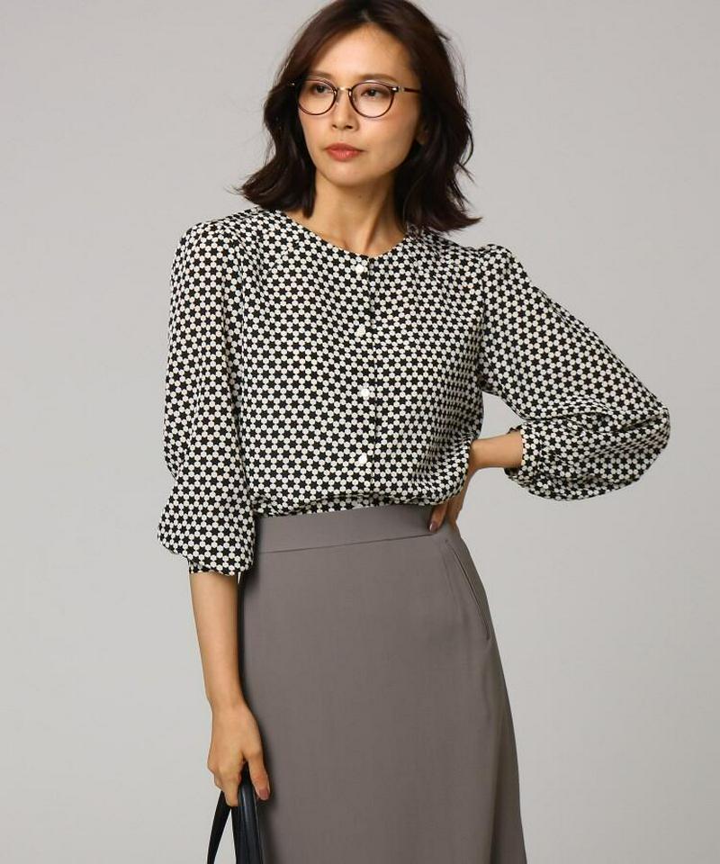 [L]幾何学総柄プリント