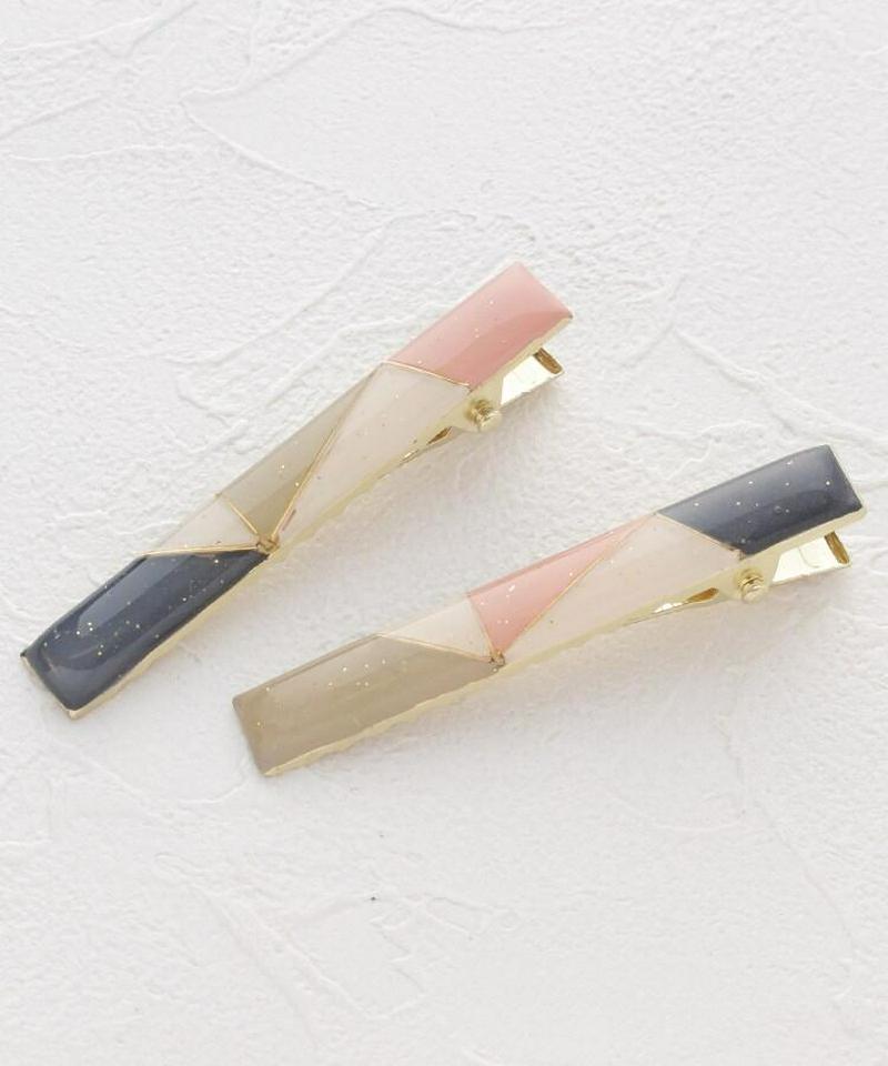 ブロック調2Pヘアクリップ