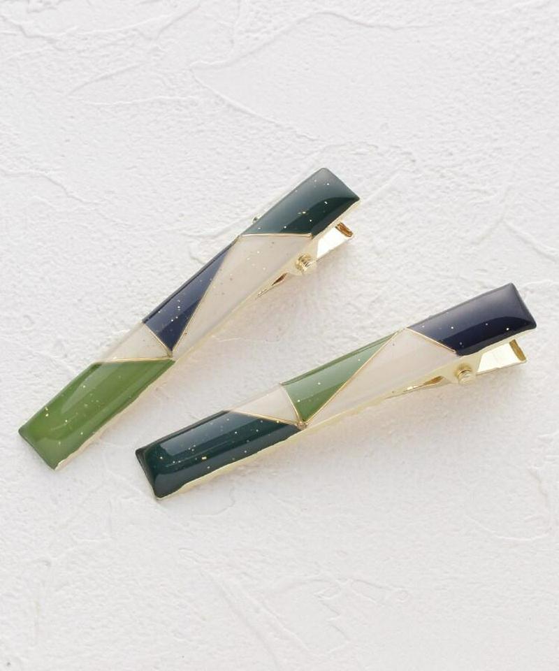 ブロック調2Pヘアクリップ