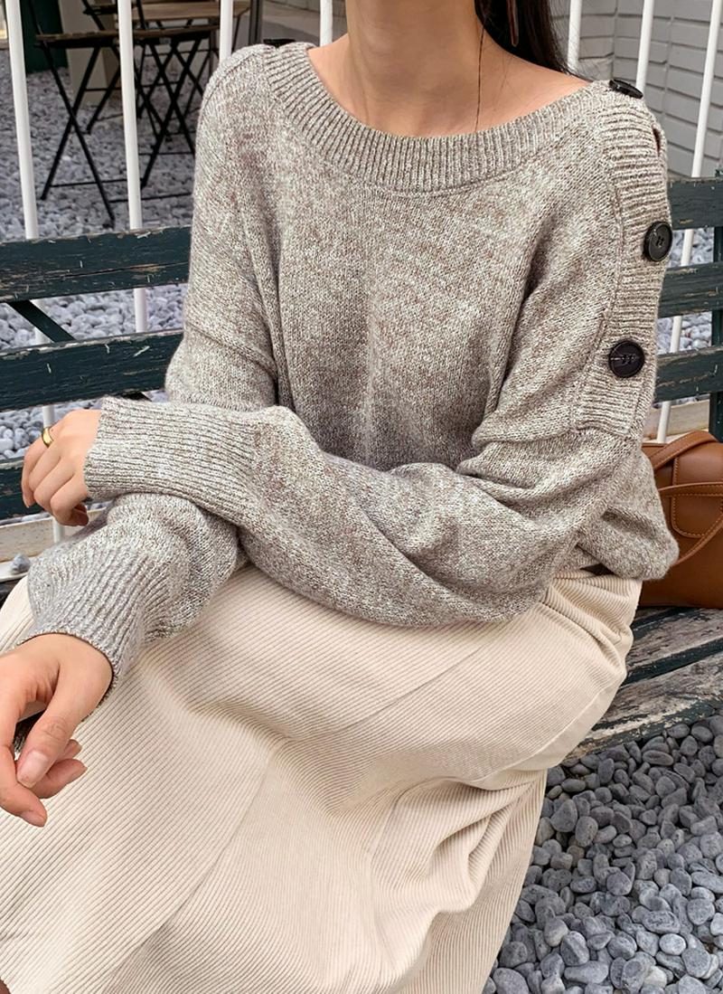 ショルダーボタンニット・全2色