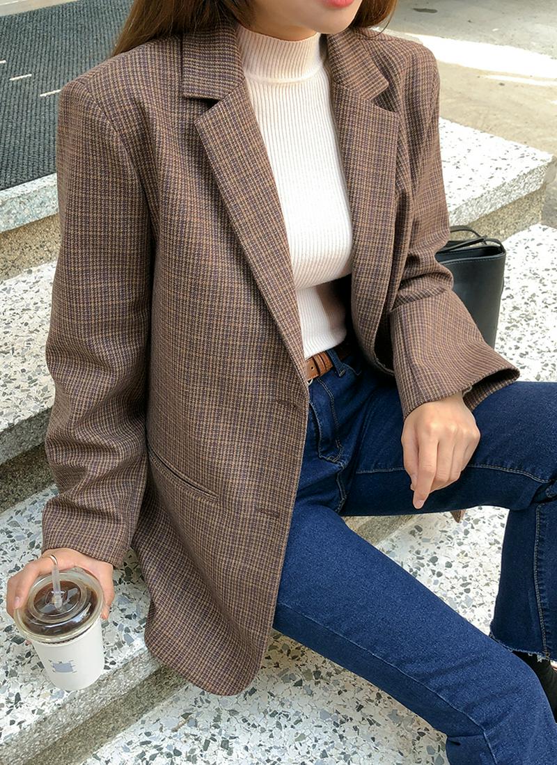 ウール混チェックジャケット