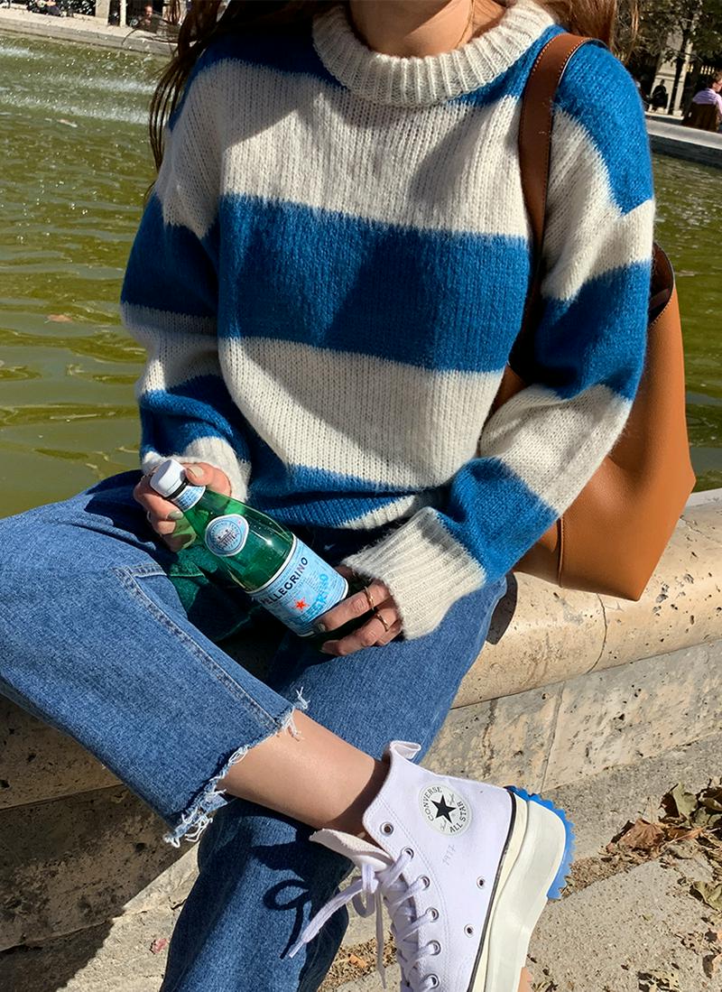 アクリル混ボーダーニット