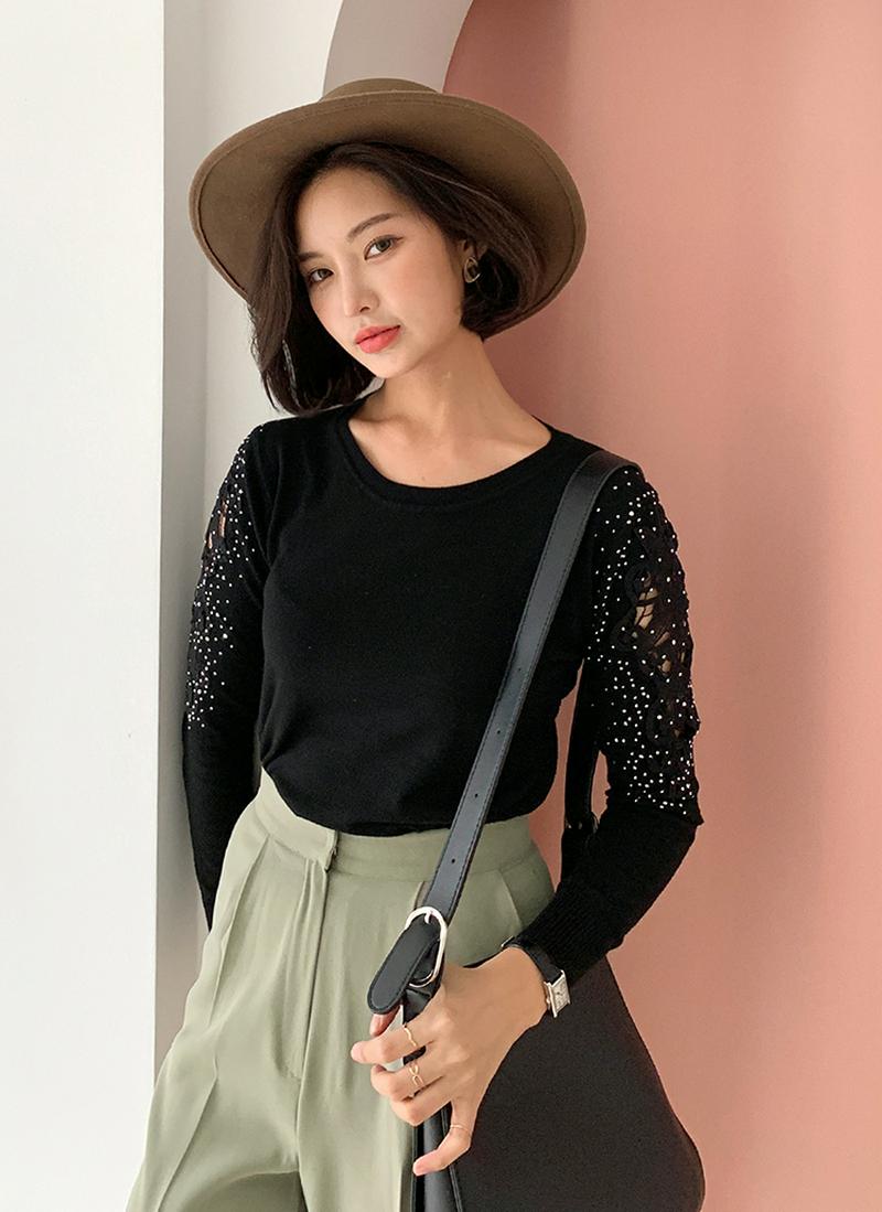 キュービックレーススリーブニット・全2色