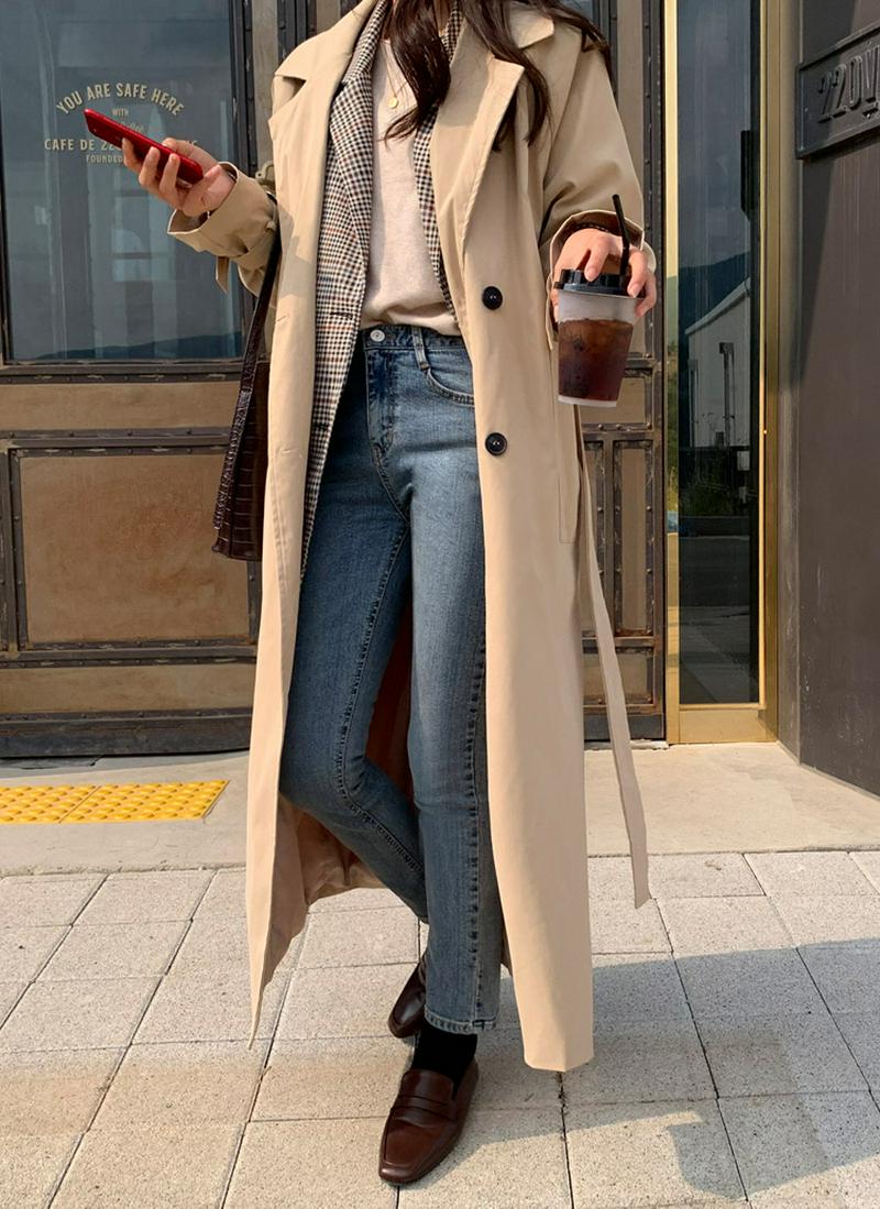 ベルト付ダブルトレンチコート