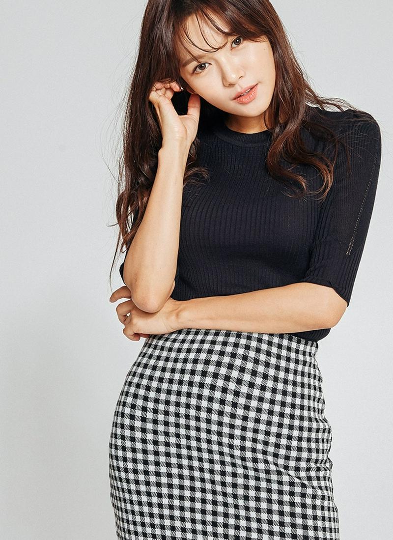 5分丈リブニット