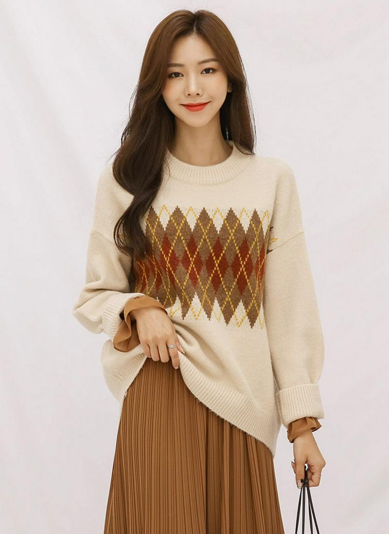 アーガイルチェックニット