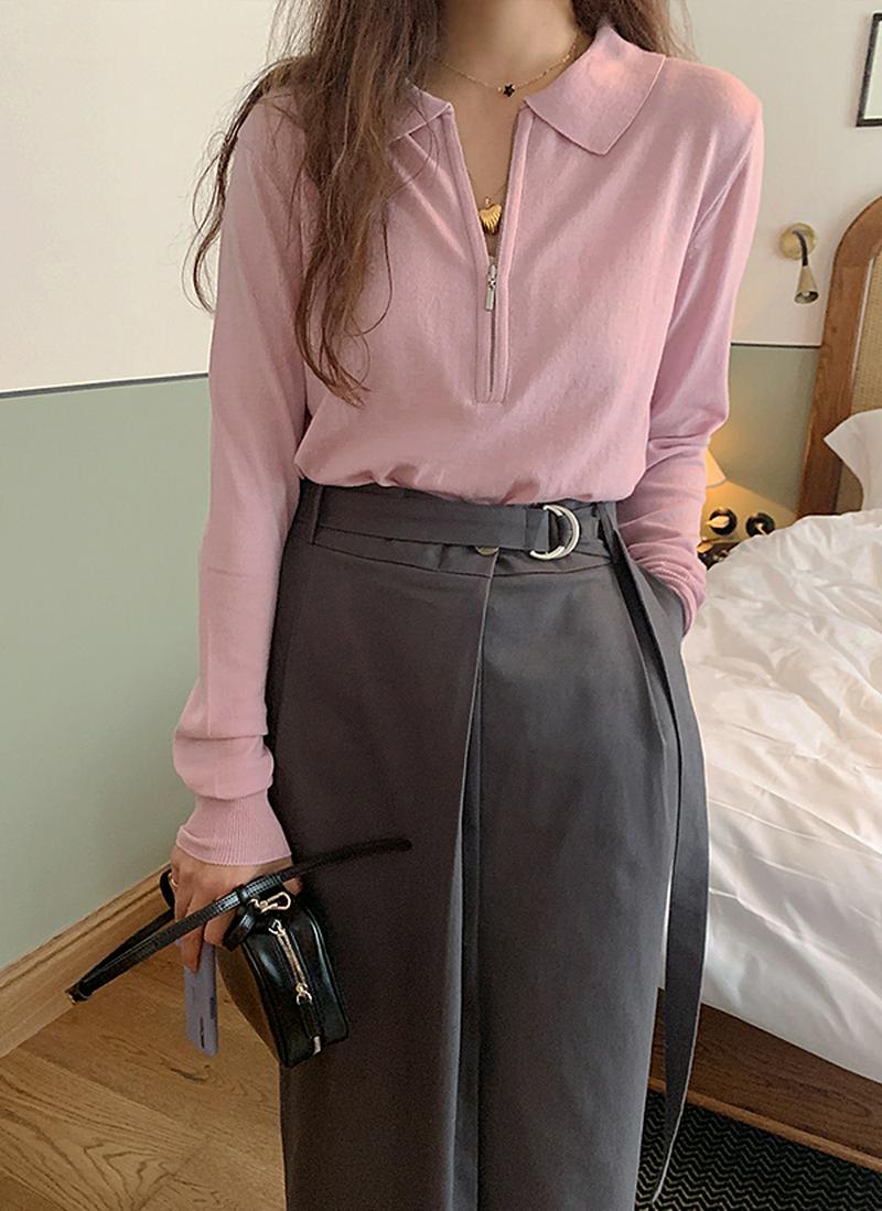 ハーフジップカラーニット