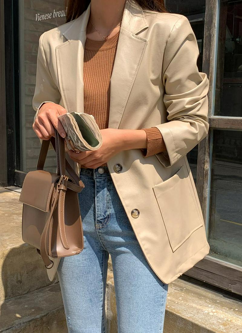 レザーライクシングルジャケット