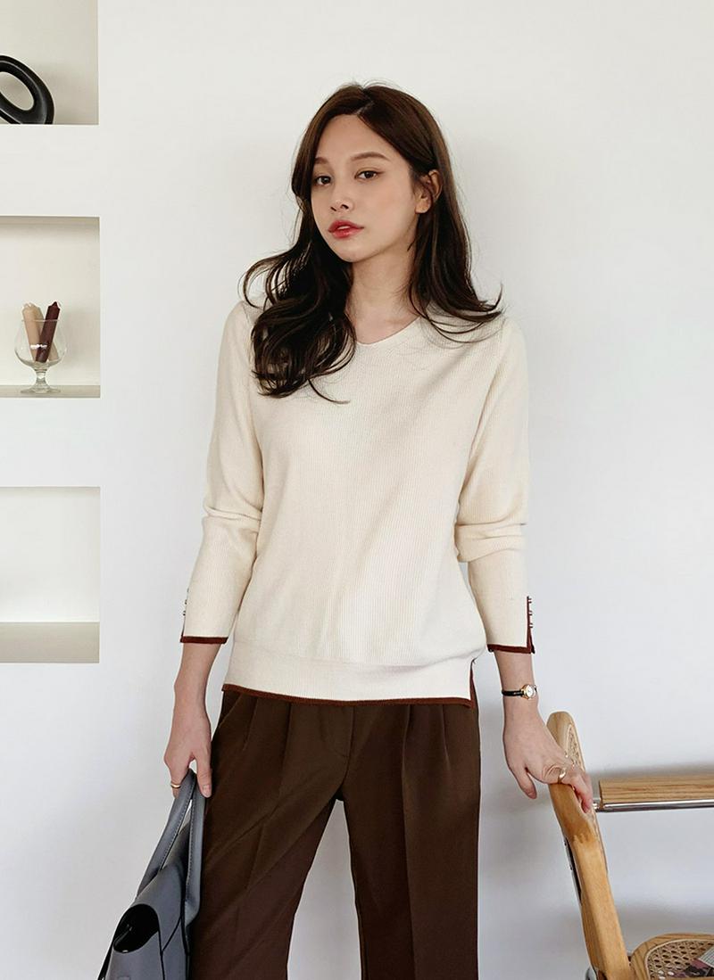 キュービック配色ヘムニット・全2色