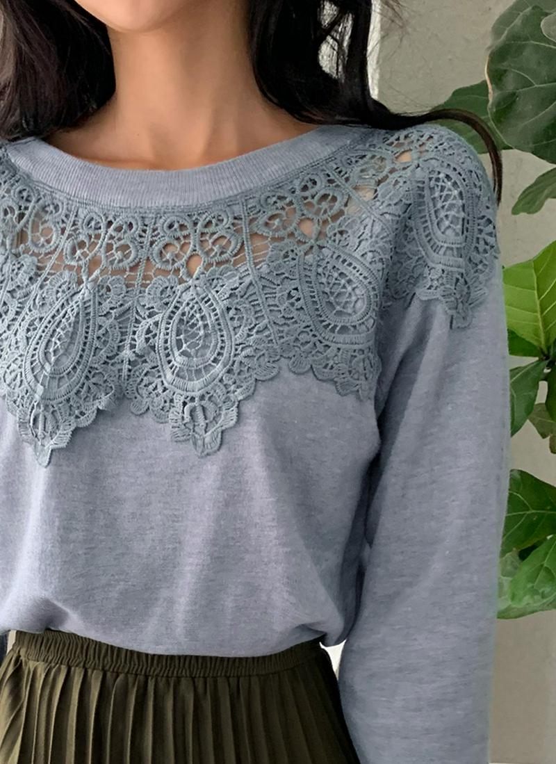 ショルダーレースニット・全2色