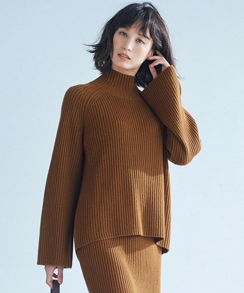 カシミヤブレンドワイドリブニット