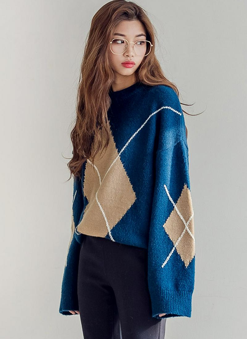 アーガイルパターンニット