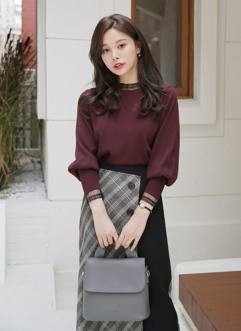 シアーレースポイントニット・全5色