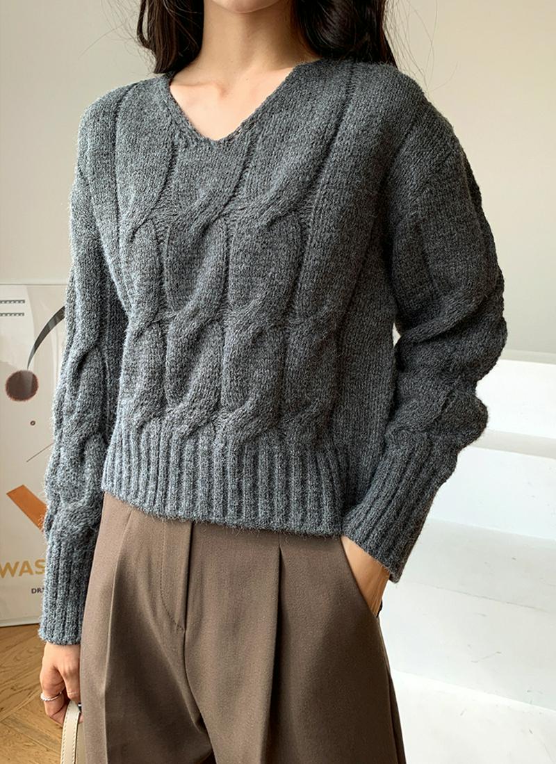 クロップドケーブルニット・全2色