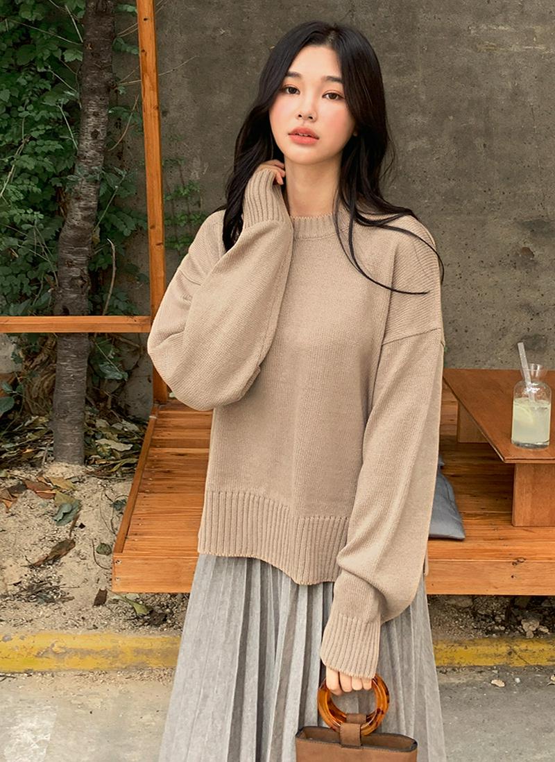 ≪人気商品再入荷≫スリットヘムニット・全5色 t53903 レディース【tops】 トップス ニット ラウンドネック 長袖 ロングスリーブ ゆったり スリットヘム スリット 無地 くすみ色 ドロップショルダー カジュアル ベーシック 秋230