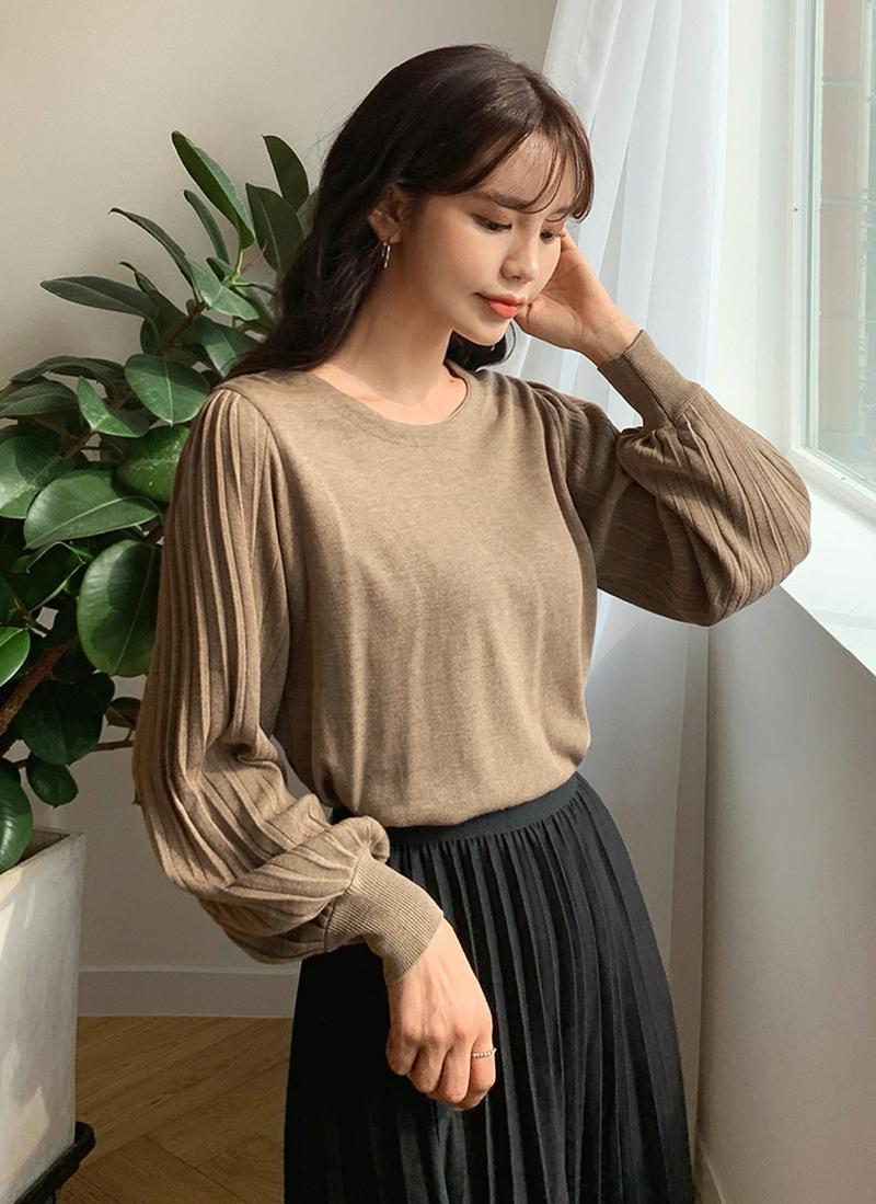 プリーツスリーブニット・全3色