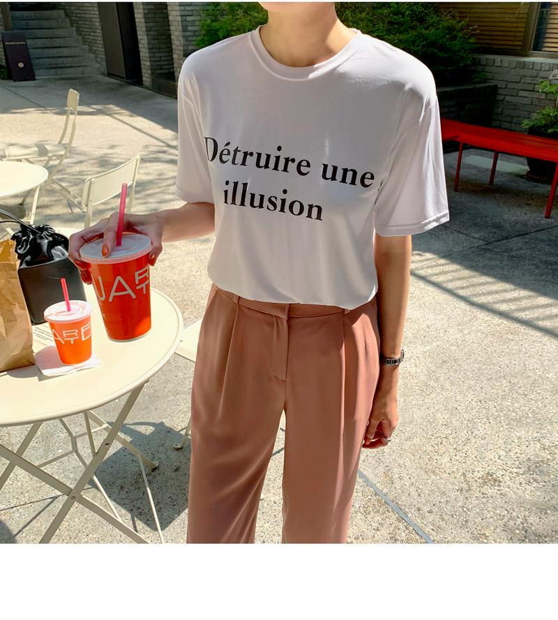 ラウンドネックレタリングTシャツ