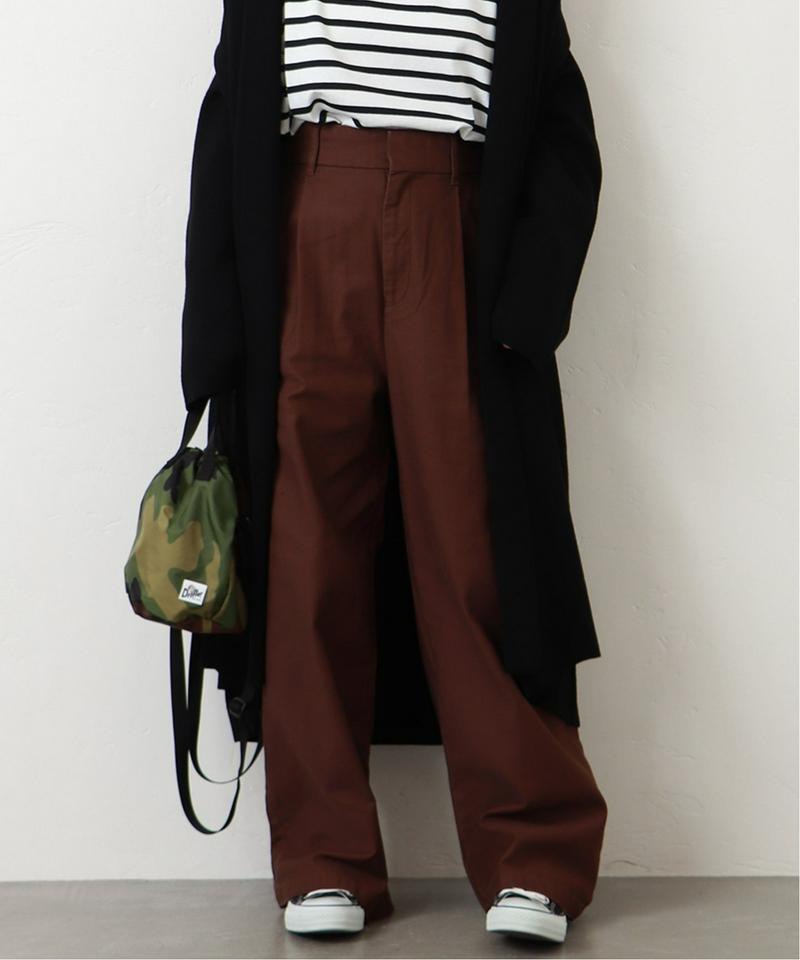 スラブバックサテンワイドテーパードパンツ