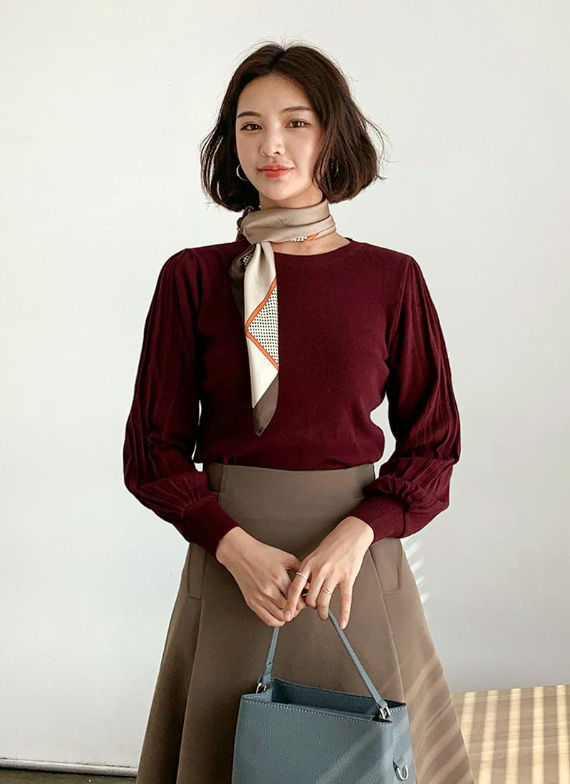 プリーツパフスリーブニット・全3色