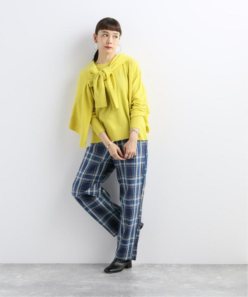 【 e.sen /イーセン】 Blue grey check：パンツ