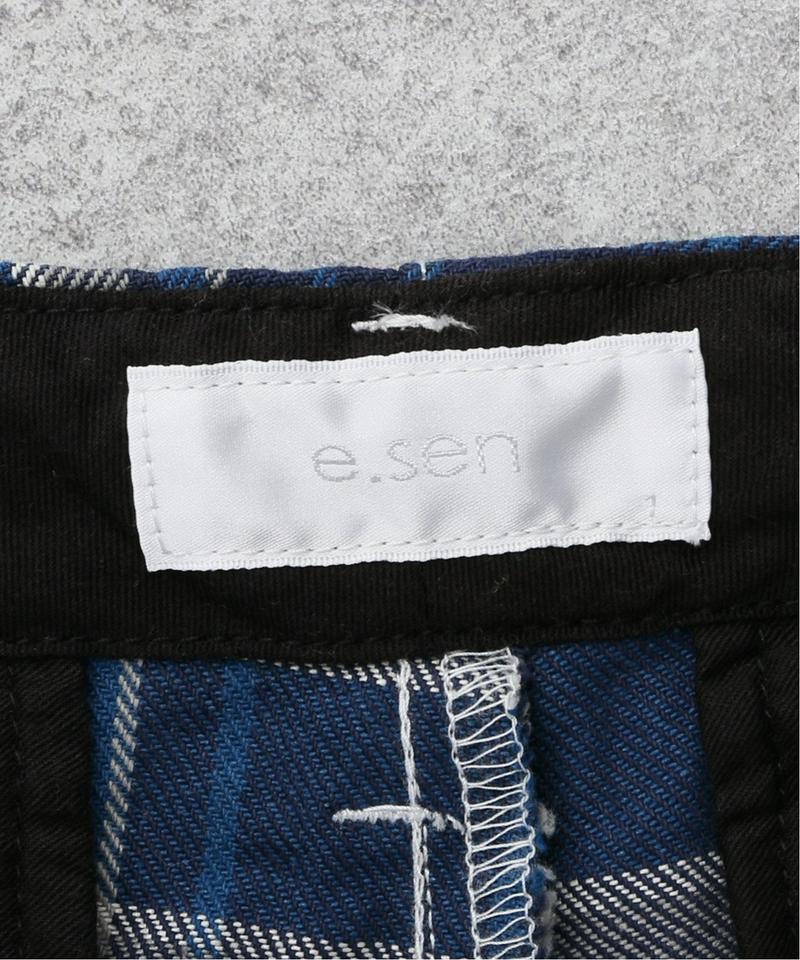 【 e.sen /イーセン】 Blue grey check：パンツ