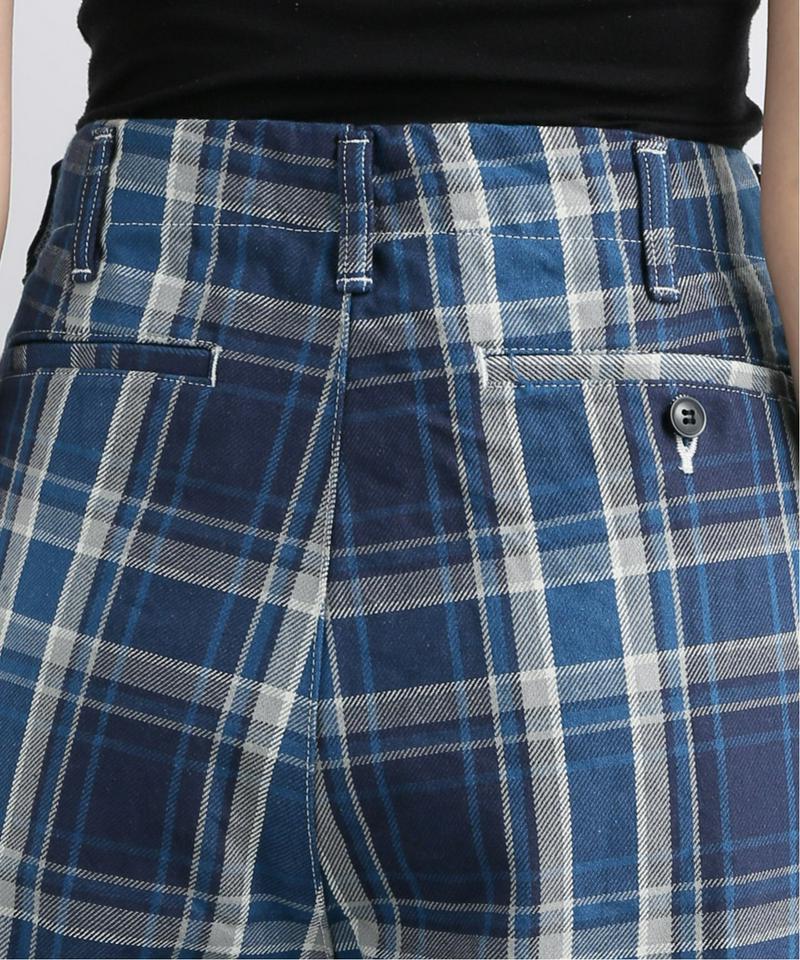 【 e.sen /イーセン】 Blue grey check：パンツ