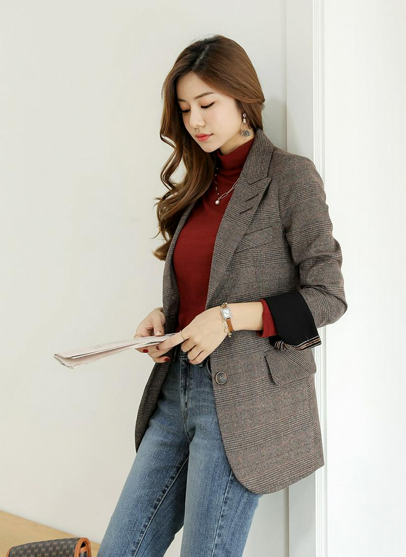 スリムフィットチェックジャケット