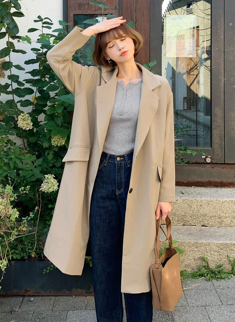 ミディ丈シングルジャケット・全2色