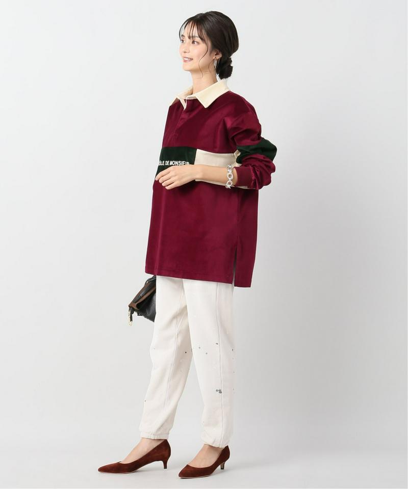 【DROLE DE MONSIEUR / ドロールドムッシュ】Velvet Paneled ポロシャツ