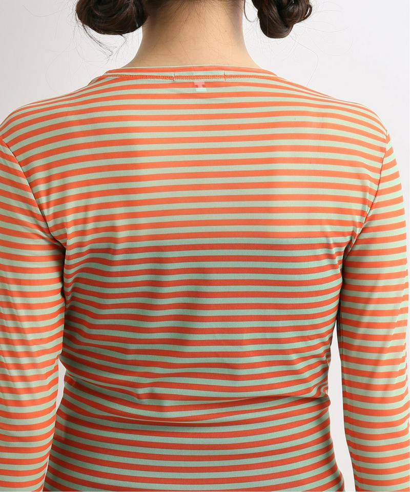 【PRISCAVera】 LONG SLEEVE MESH TOP:ボーダーメッシュトップス