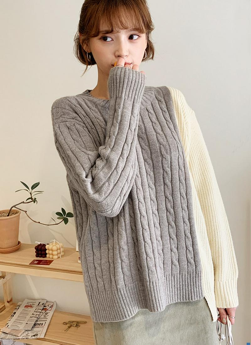 ツイストバイカラーニット・全3色