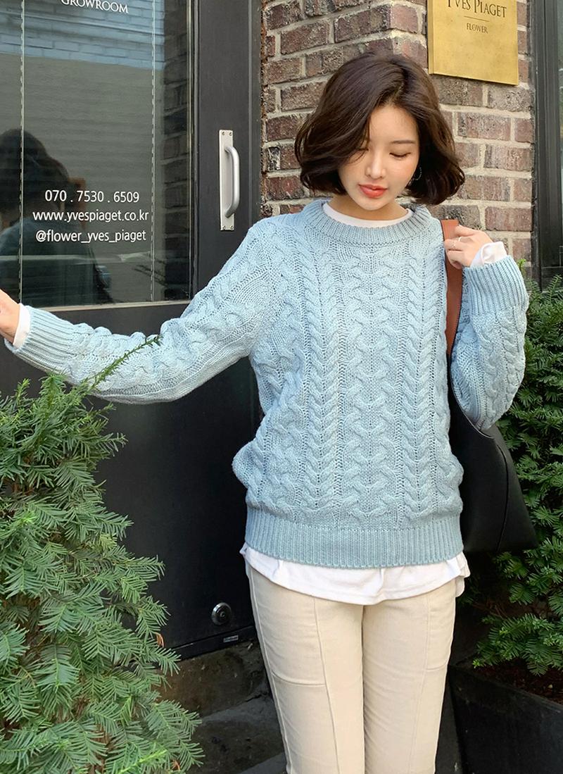 ラウンドケーブルニット・全3色