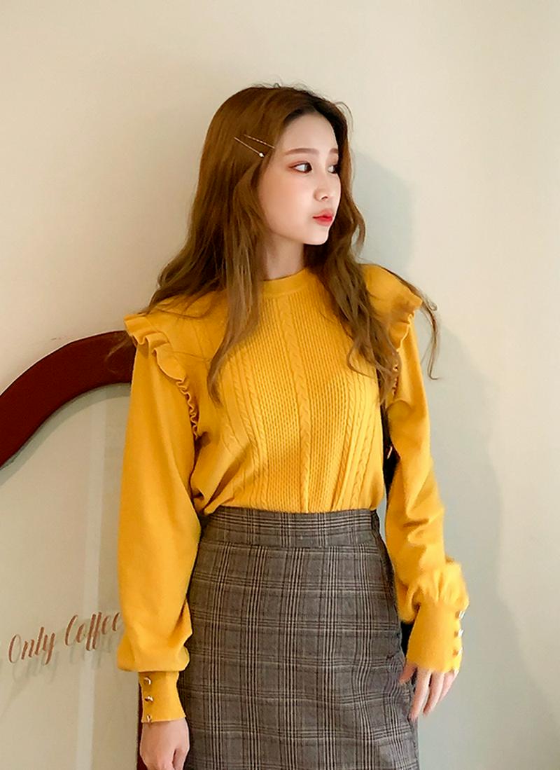 フリルショルダーニット