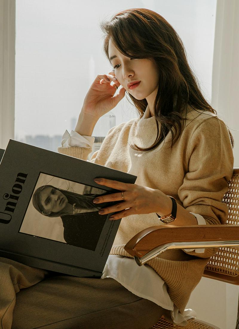 ラウンドネックウール混ニット