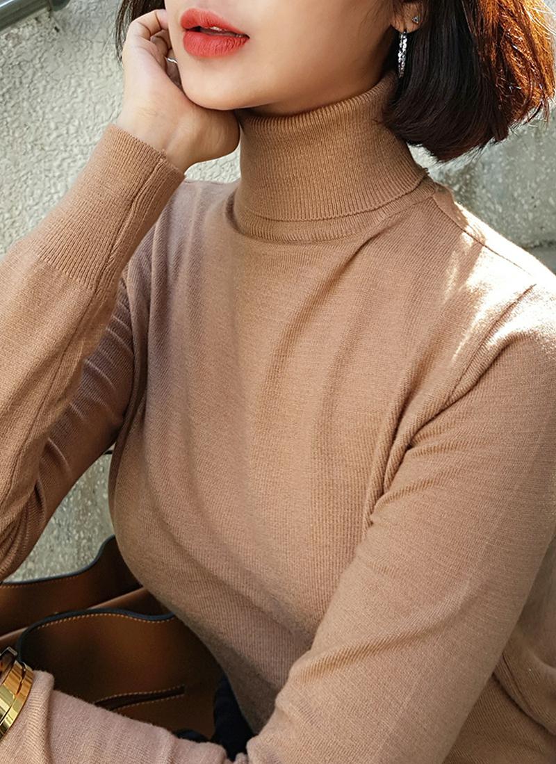 タートルネックスリムニット・全5色