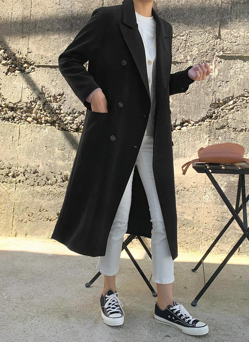 ダブルボタンロングジャケット