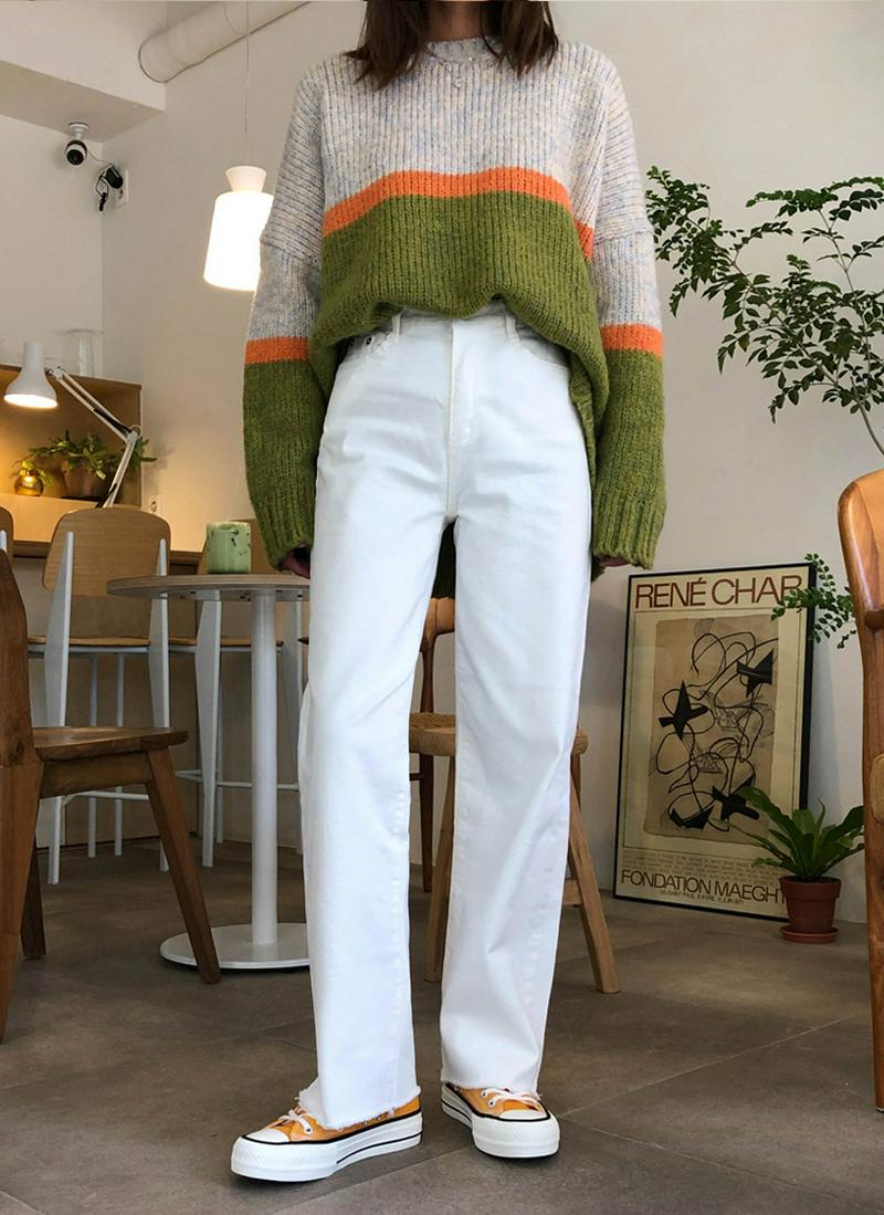 ワイドラインカットヘムパンツ