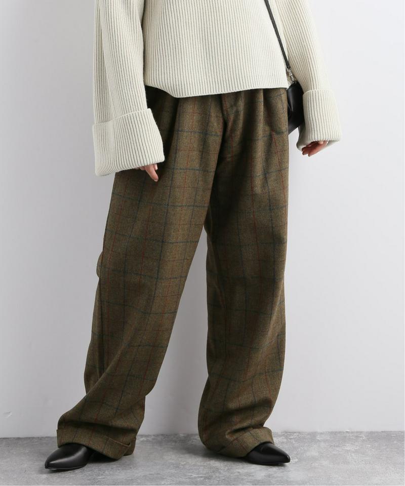 【R13/アールサーティーン】TRIPLE PLEAT CROSSOVER TROUSER:パンツ