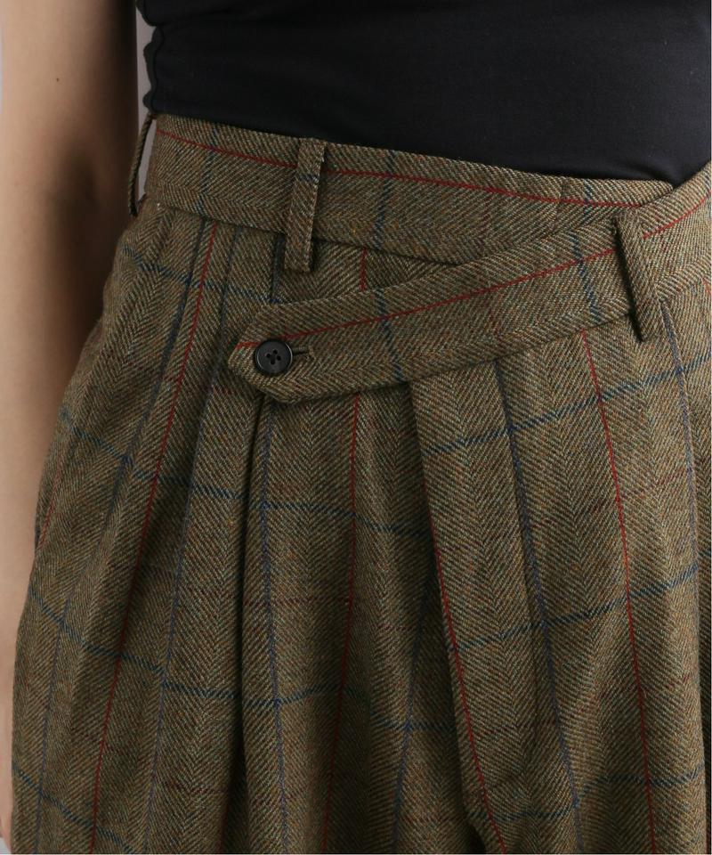 【R13/アールサーティーン】TRIPLE PLEAT CROSSOVER TROUSER:パンツ