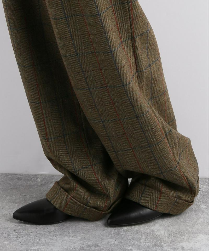 【R13/アールサーティーン】TRIPLE PLEAT CROSSOVER TROUSER:パンツ