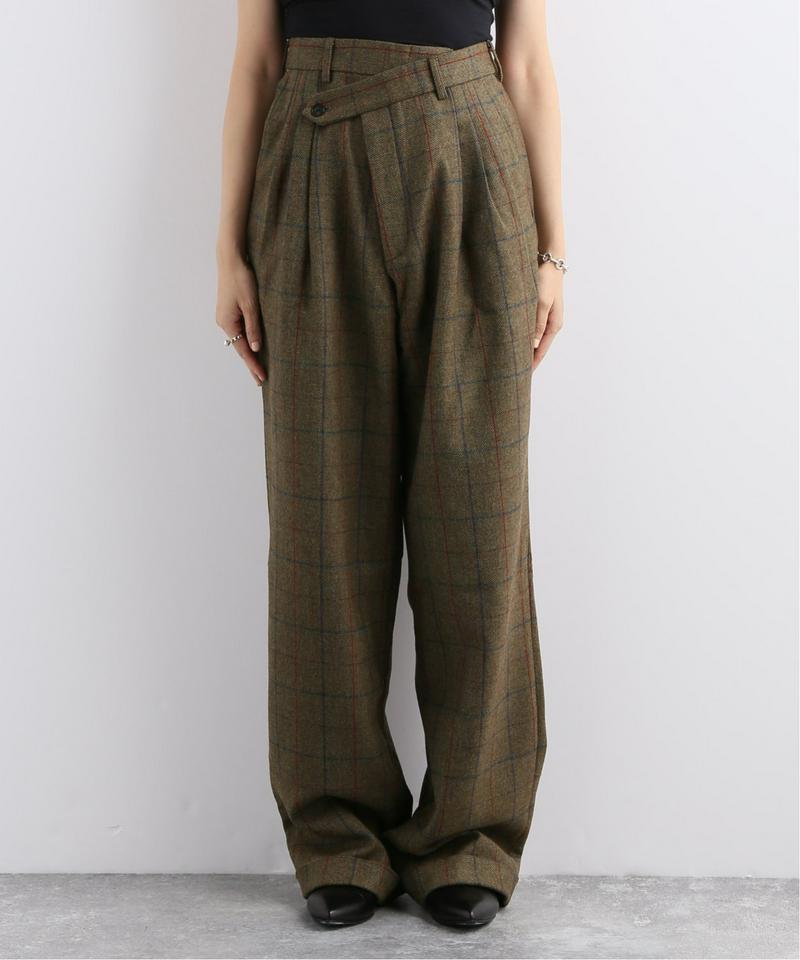 【R13/アールサーティーン】TRIPLE PLEAT CROSSOVER TROUSER:パンツ