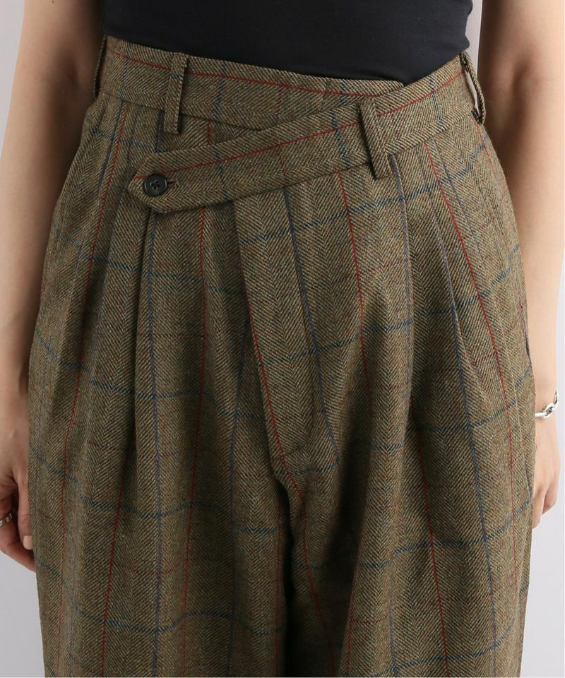 【R13/アールサーティーン】TRIPLE PLEAT CROSSOVER TROUSER:パンツ