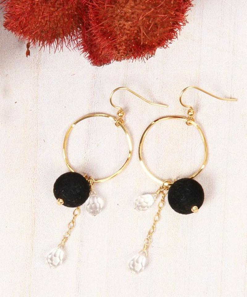 K14GF ブラックベルベットボールピアス