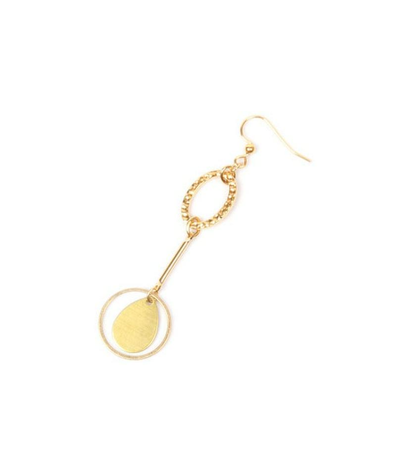 K14GF槌目オーバルパーツ×しずくプレートピアス