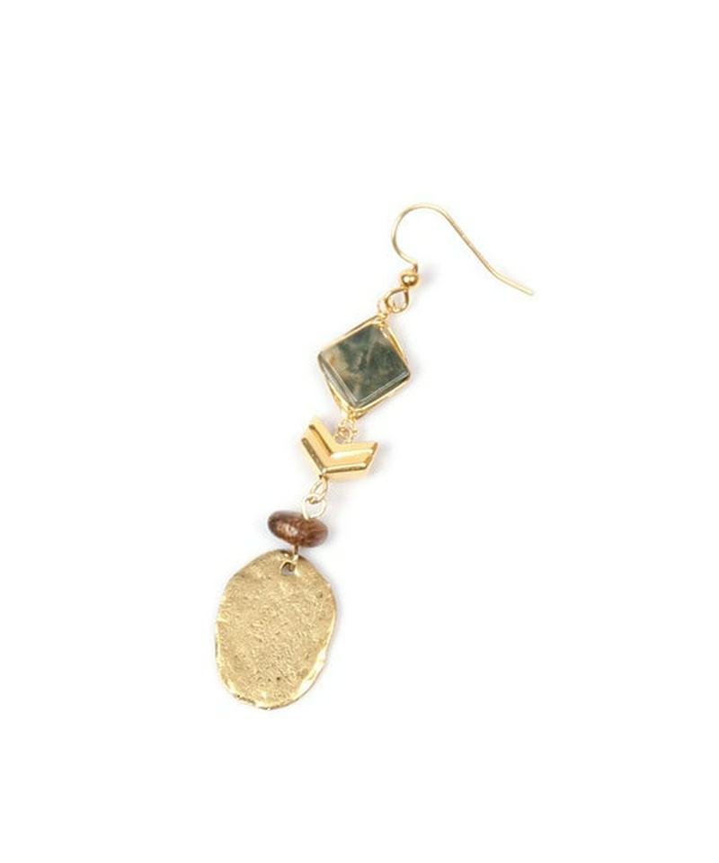 K14GFインディアンアゲート×オーバルプレートピアス